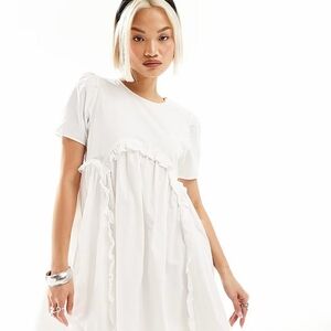 THE WHITE PEPPER Pleated Baby Doll Dress